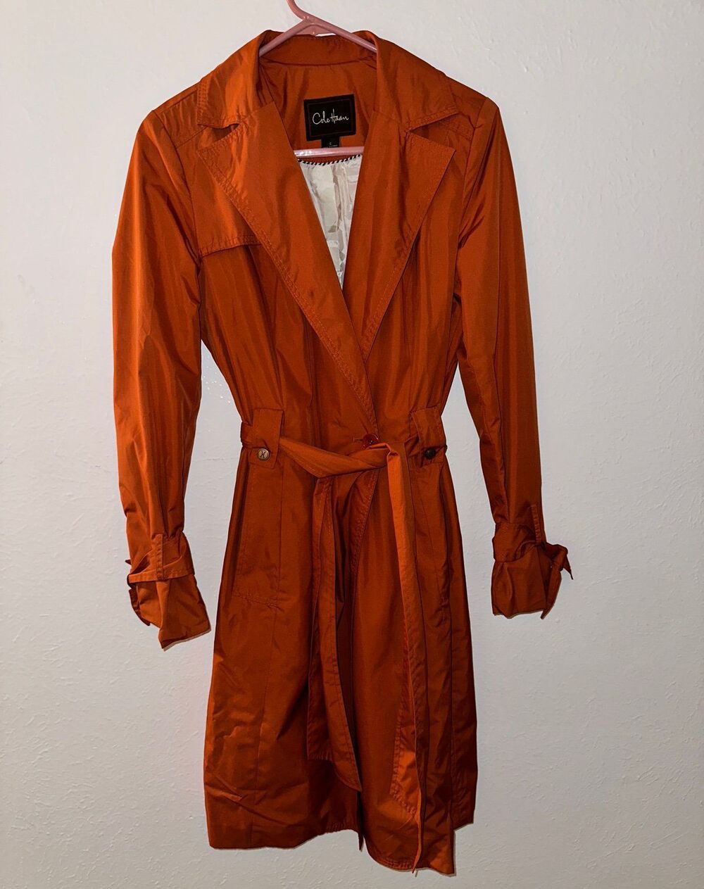trench coat cole haan orange size S